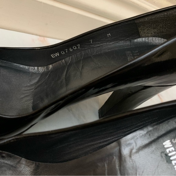 Stuart weitzman black patent leather pump size 7 black heel black pump - Picture 9 of 12